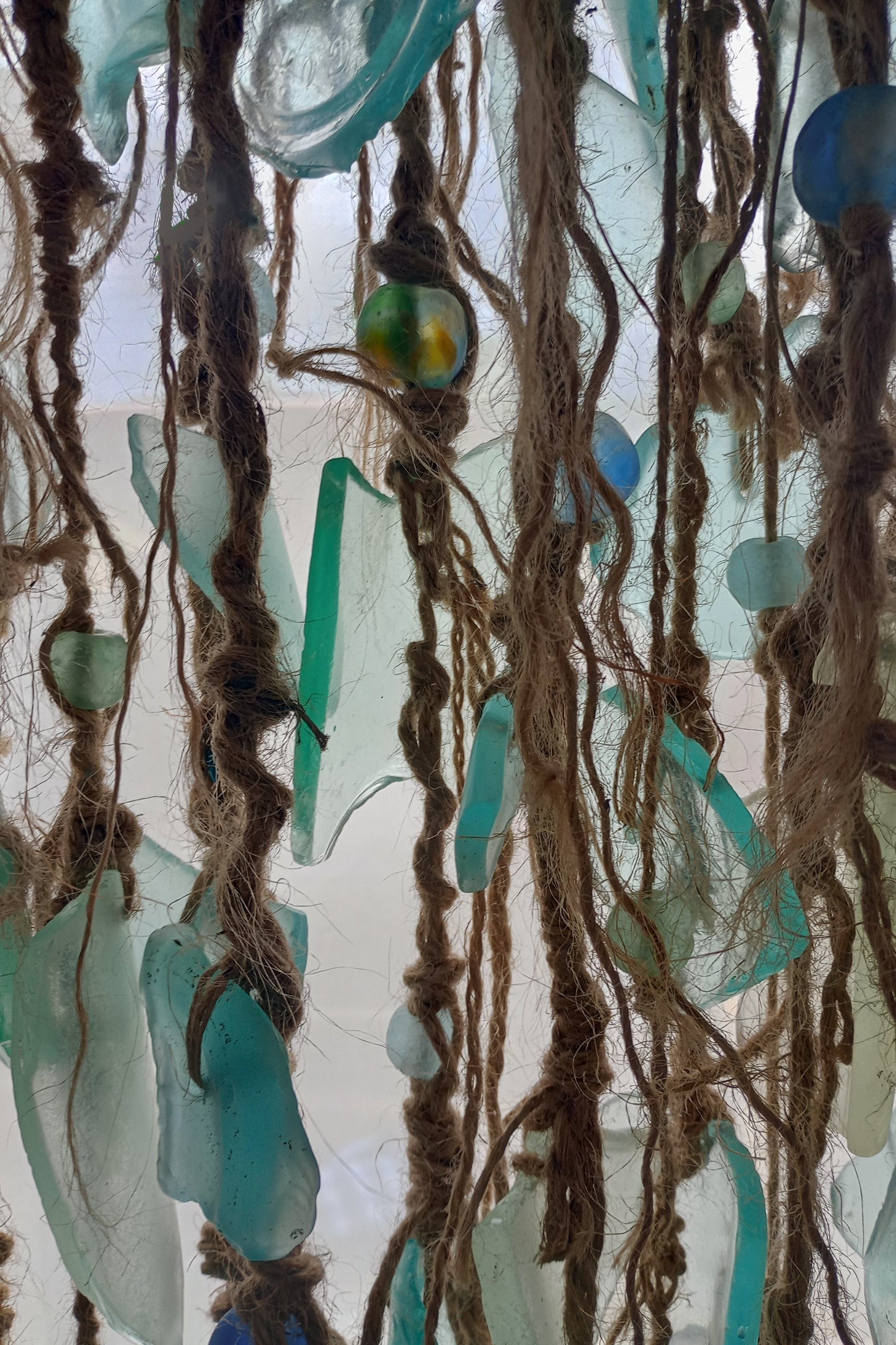 Dragon Juniper Wind Chime with Antique Glass – Reclaimed Forest Art Sculpture
