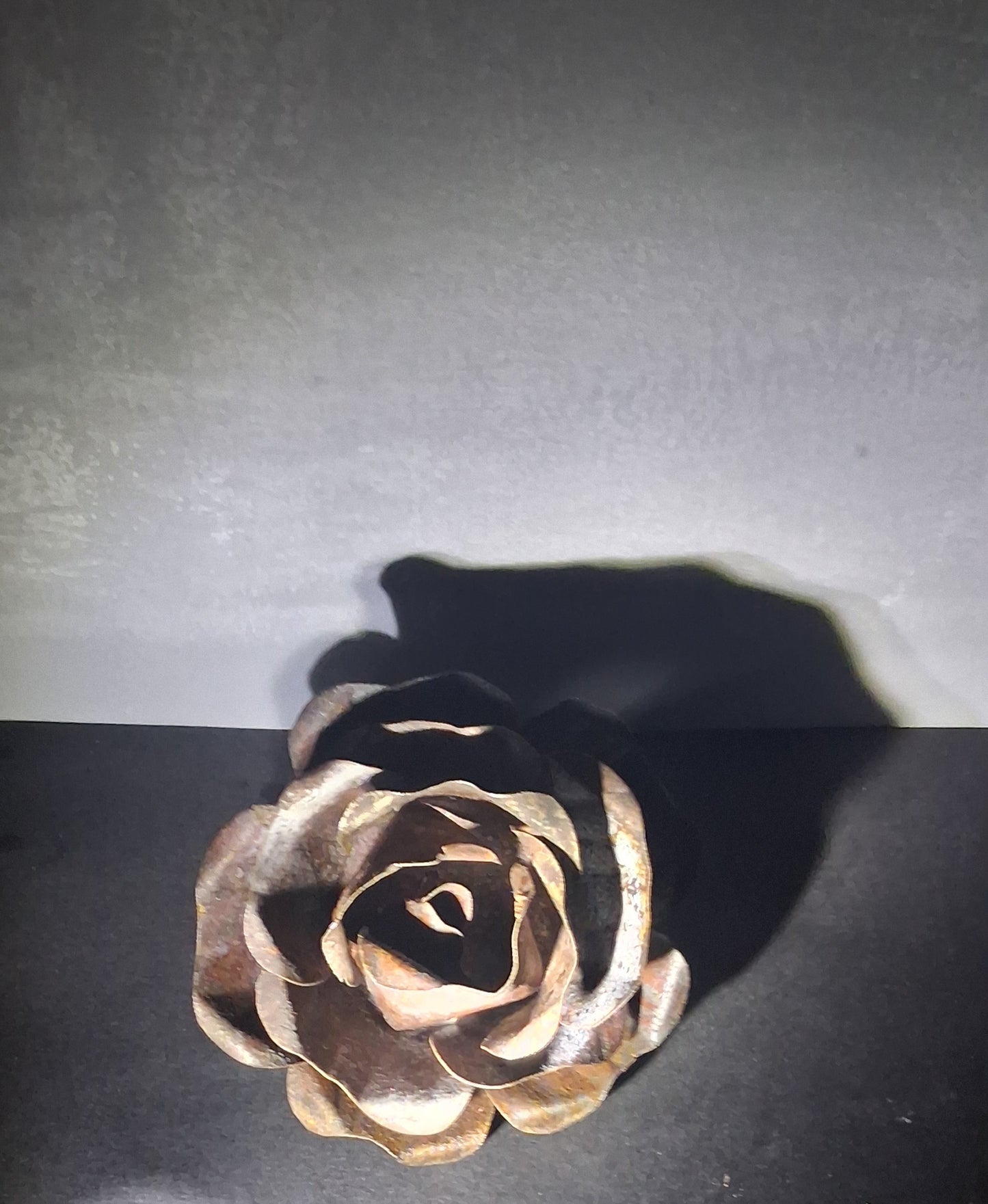 Handcut Reclaimed Metal Rose Magnet – Handmade Metal Flower Sculpture with Natural Patina