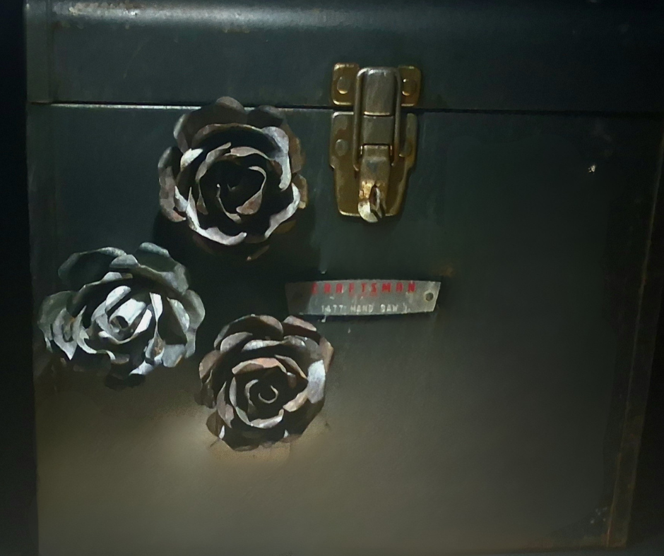Handcut Reclaimed Metal Rose Magnet – Handmade Metal Flower Sculpture with Natural Patina